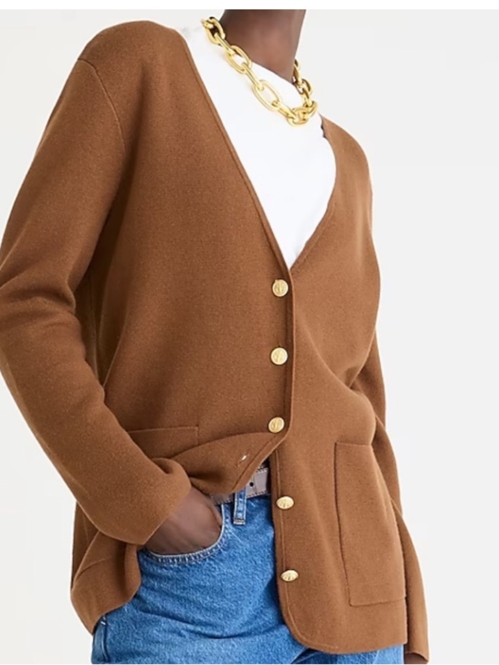 J. Crew Brown V-Neck Button Front Cardigan